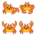 Set Marine life. Vector isolated elements. Cute crab Royalty Free Stock Photo